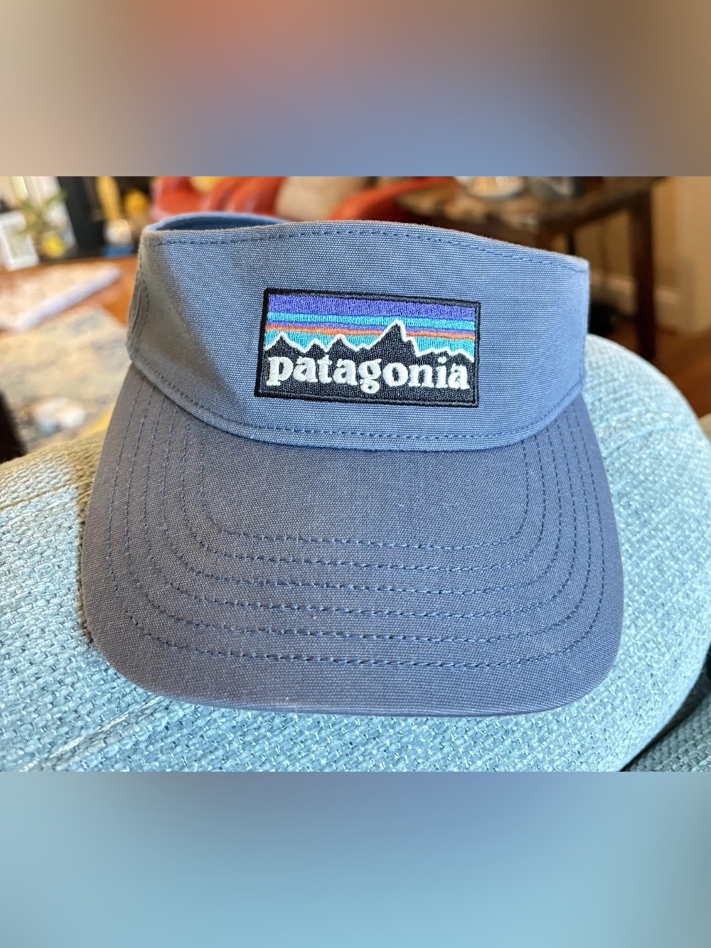 faded blue Patagonia P-6 Logo Visor